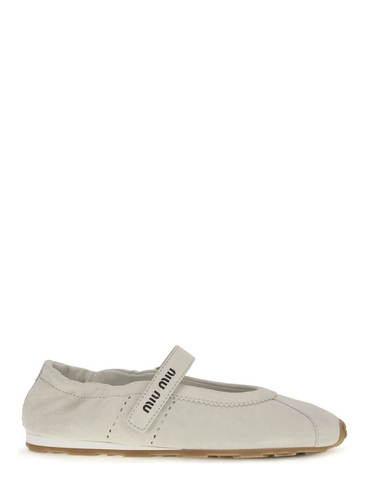 White Calf Leather Bos Taurus Ballet Flats