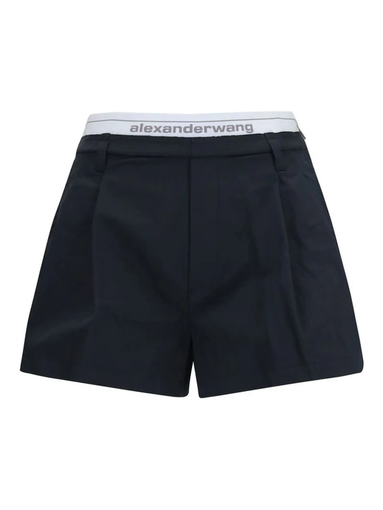 Black Cotton Bermuda Shorts
