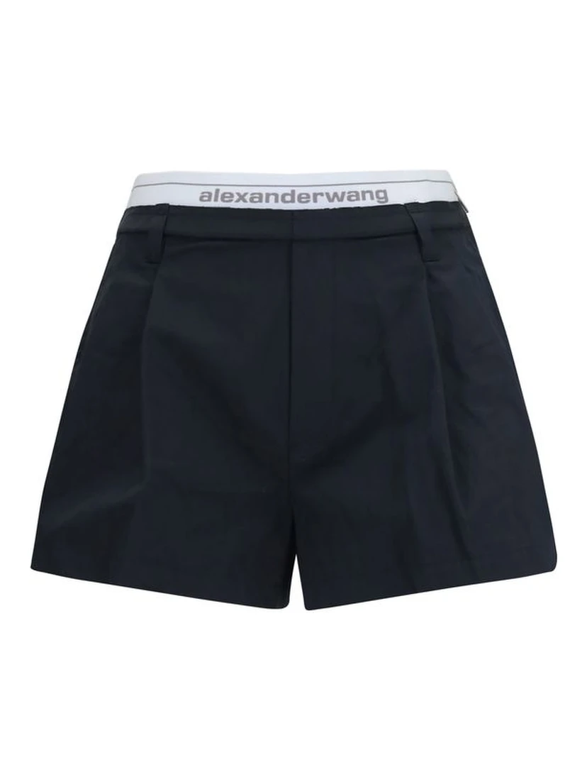 Black Cotton Bermuda Shorts