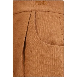 Brown Linen Casual Pants
