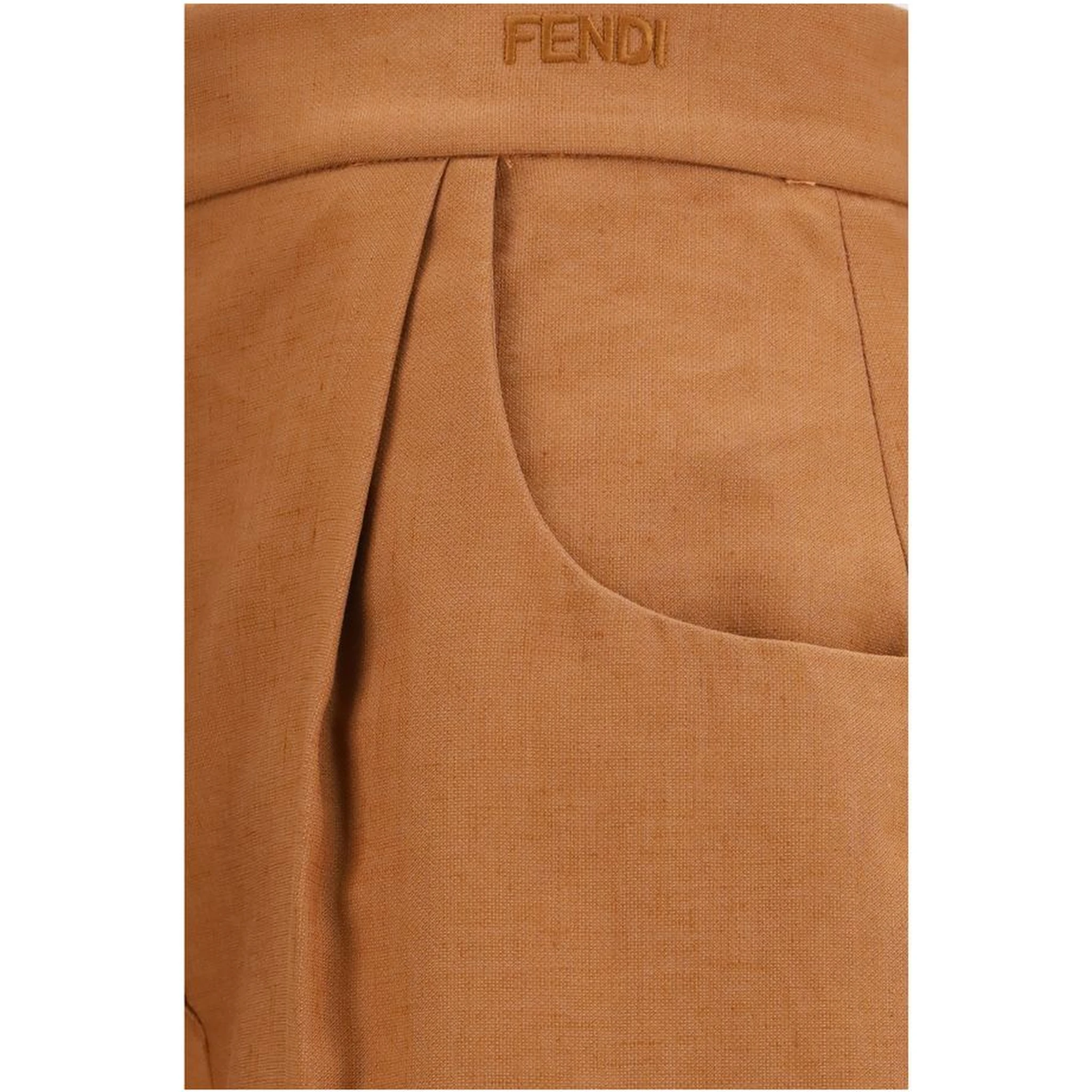 Brown Linen Casual Pants
