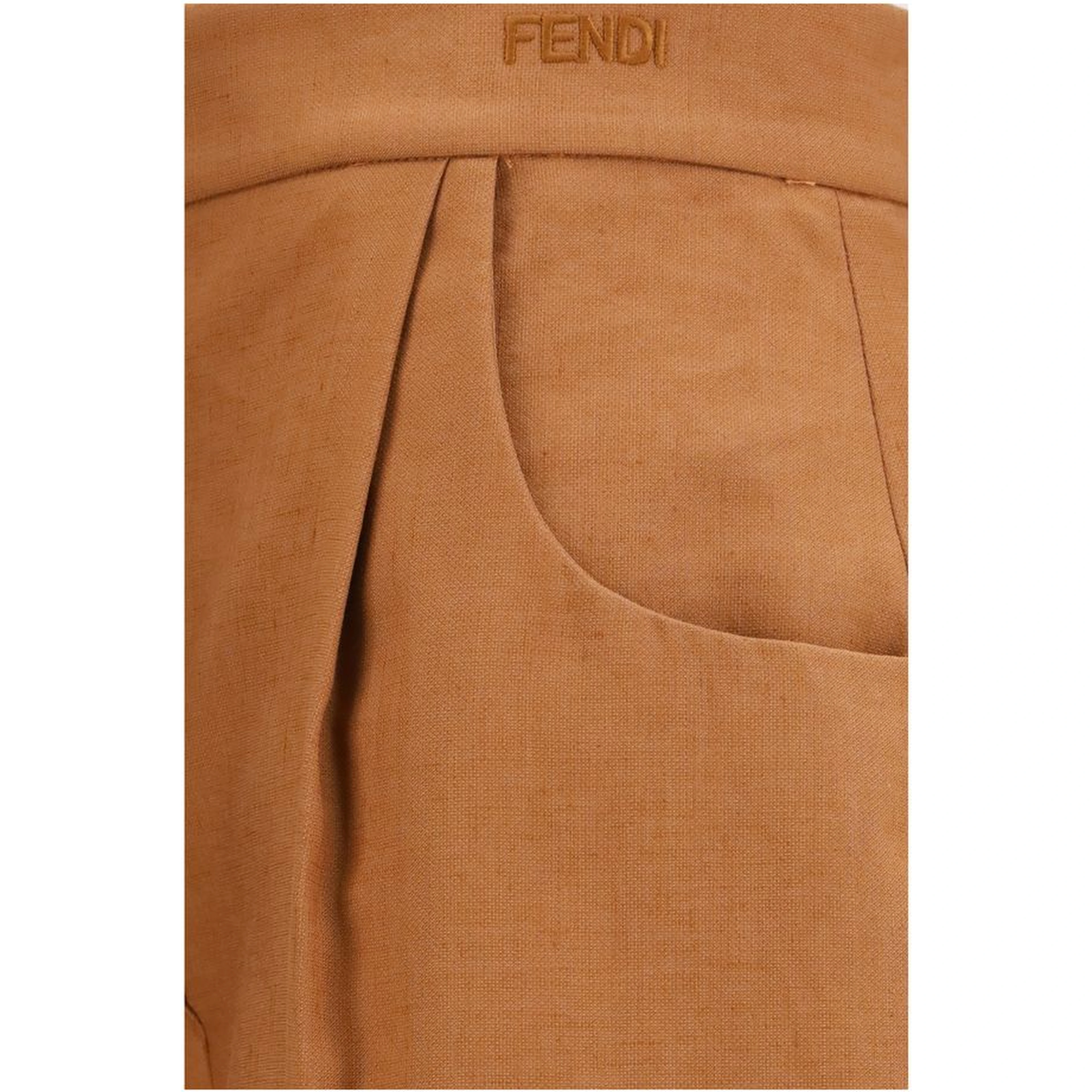 Brown Linen Casual Pants