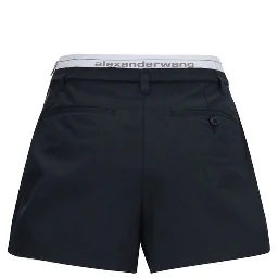 Black Cotton Bermuda Shorts