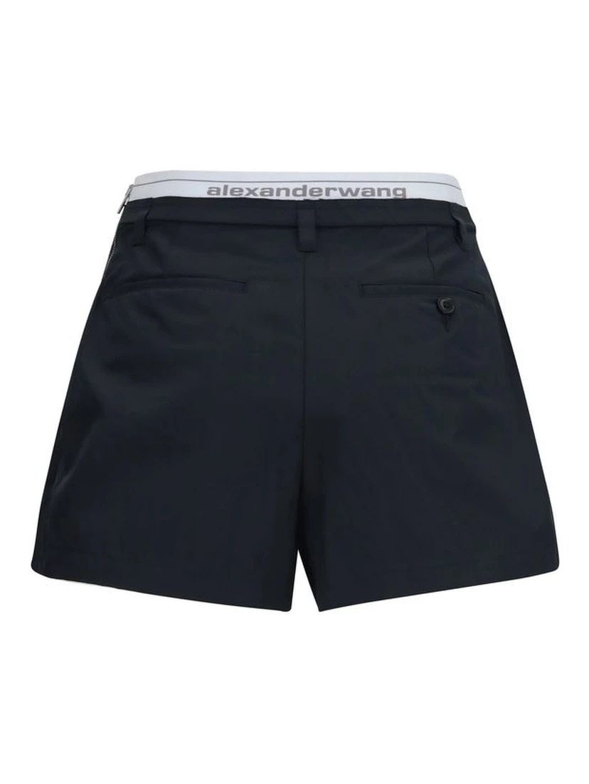 Black Cotton Bermuda Shorts