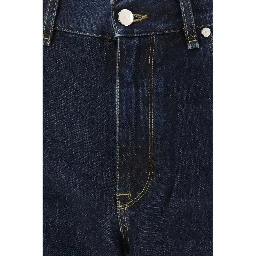 Blue Cotton Straight-Leg Jeans