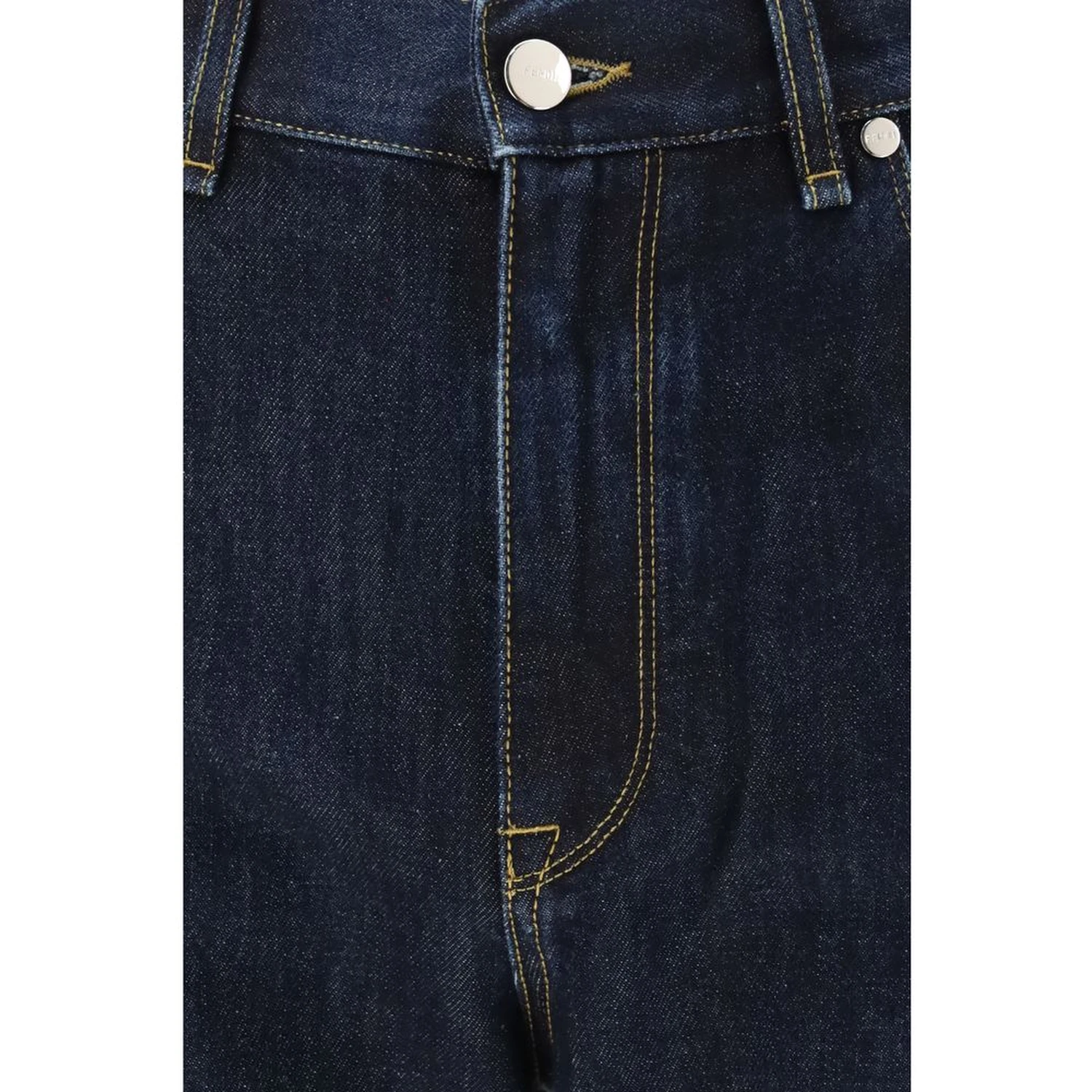 Blue Cotton Straight-Leg Jeans