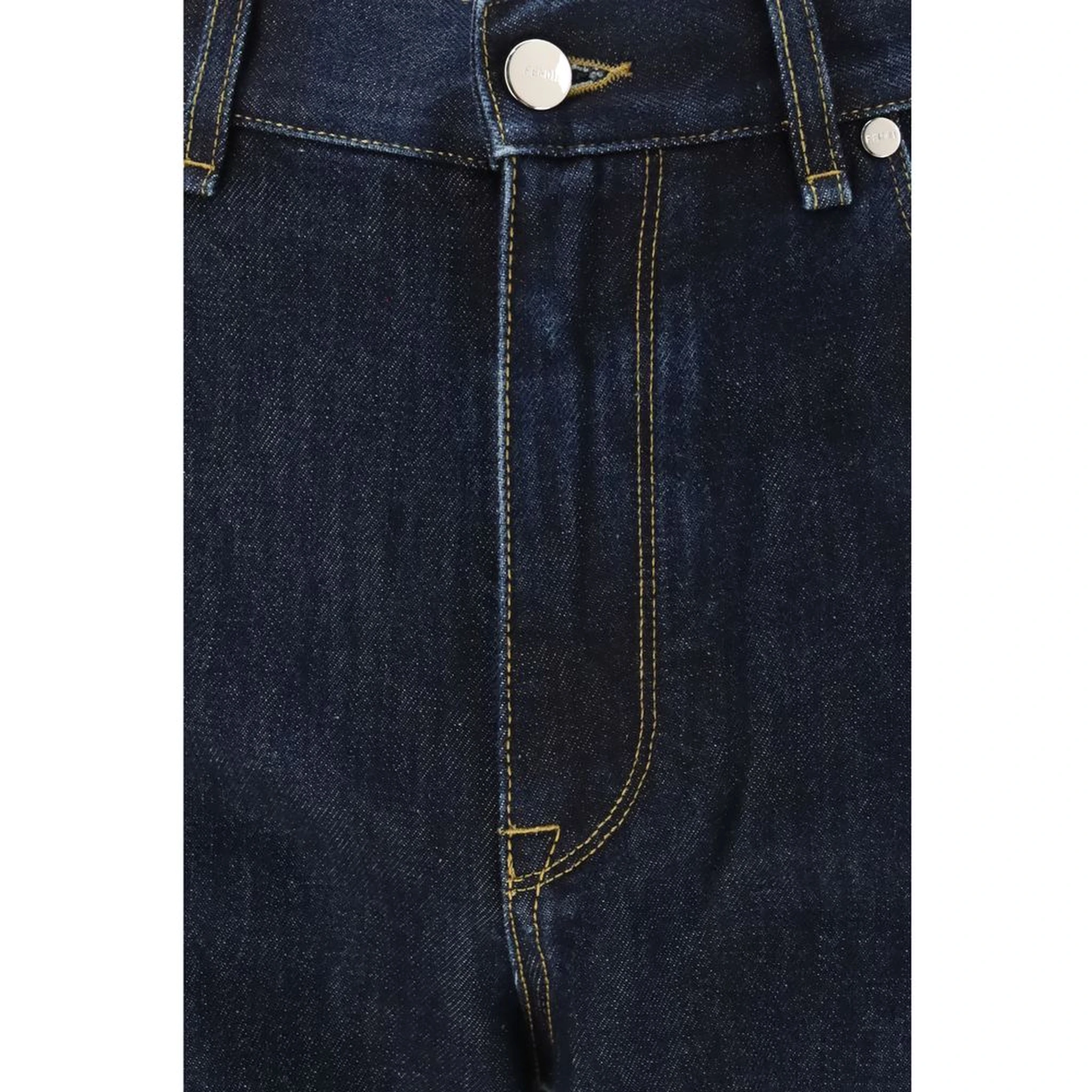 Blue Cotton Straight-Leg Jeans