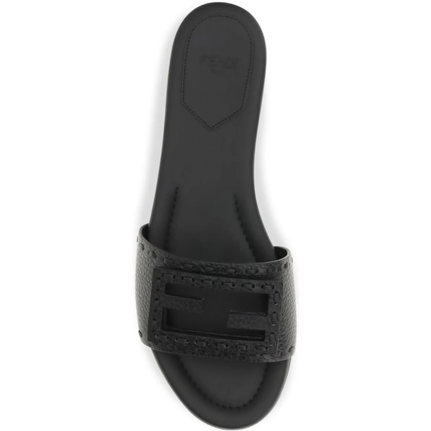 Black Calf Leather Bos Taurus Flat Sandals