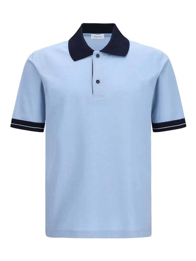 Blue Cotton Polo Shirt
