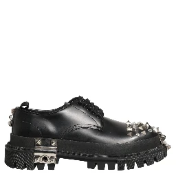 Black Leather Studded Hi-Trekking Derby Shoes
