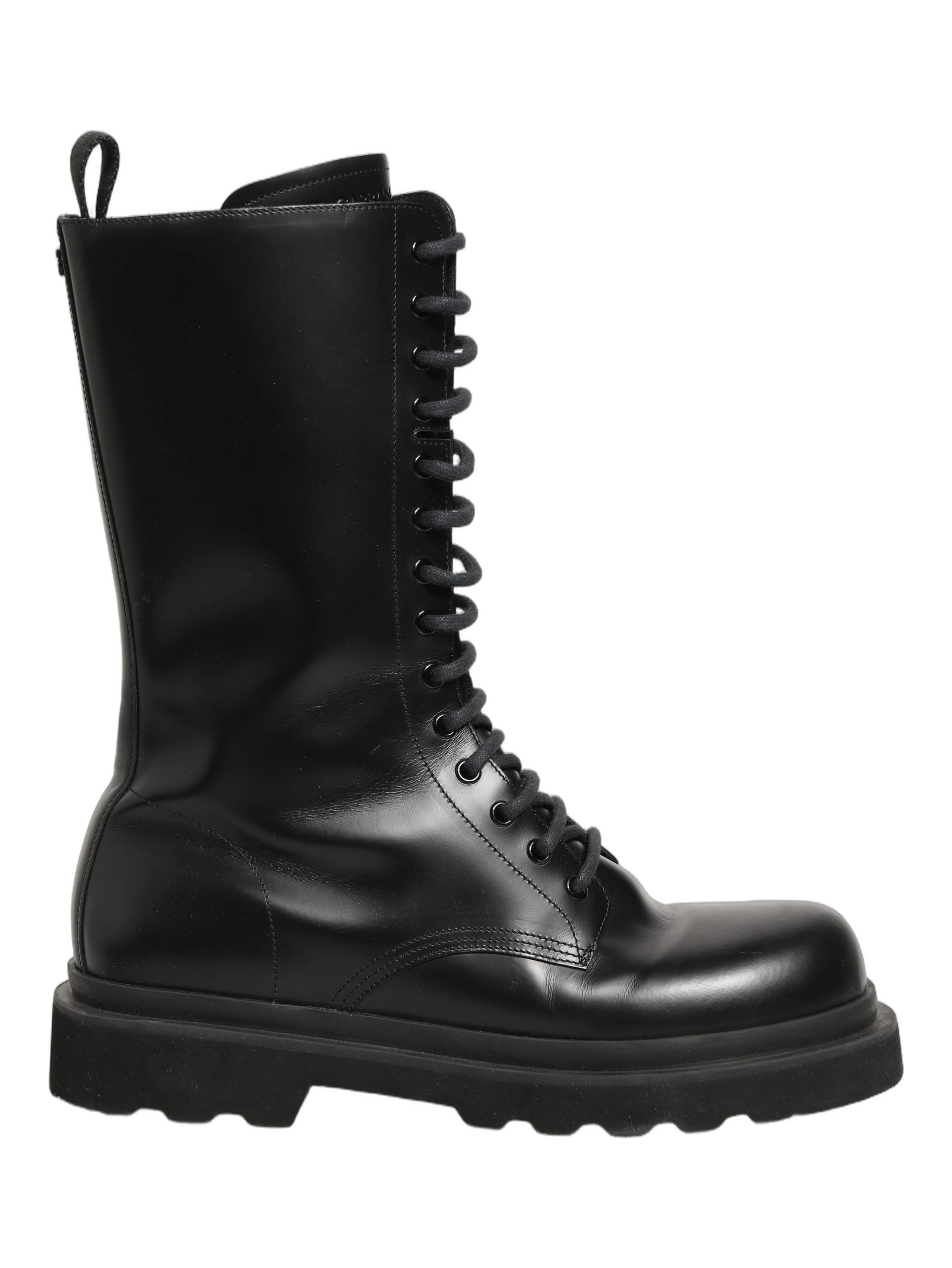 Black Leather Lace Up Men Combat Boots Shoes