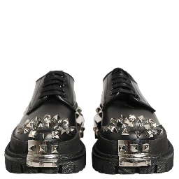Black Leather Studded Hi-Trekking Derby Shoes