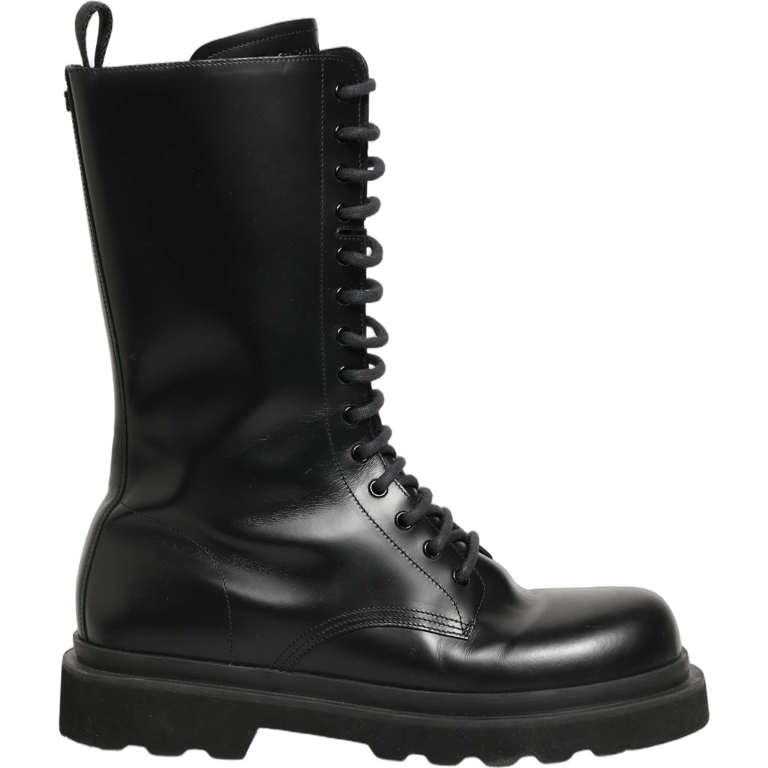 Black Leather Lace Up Men Combat Boots Shoes