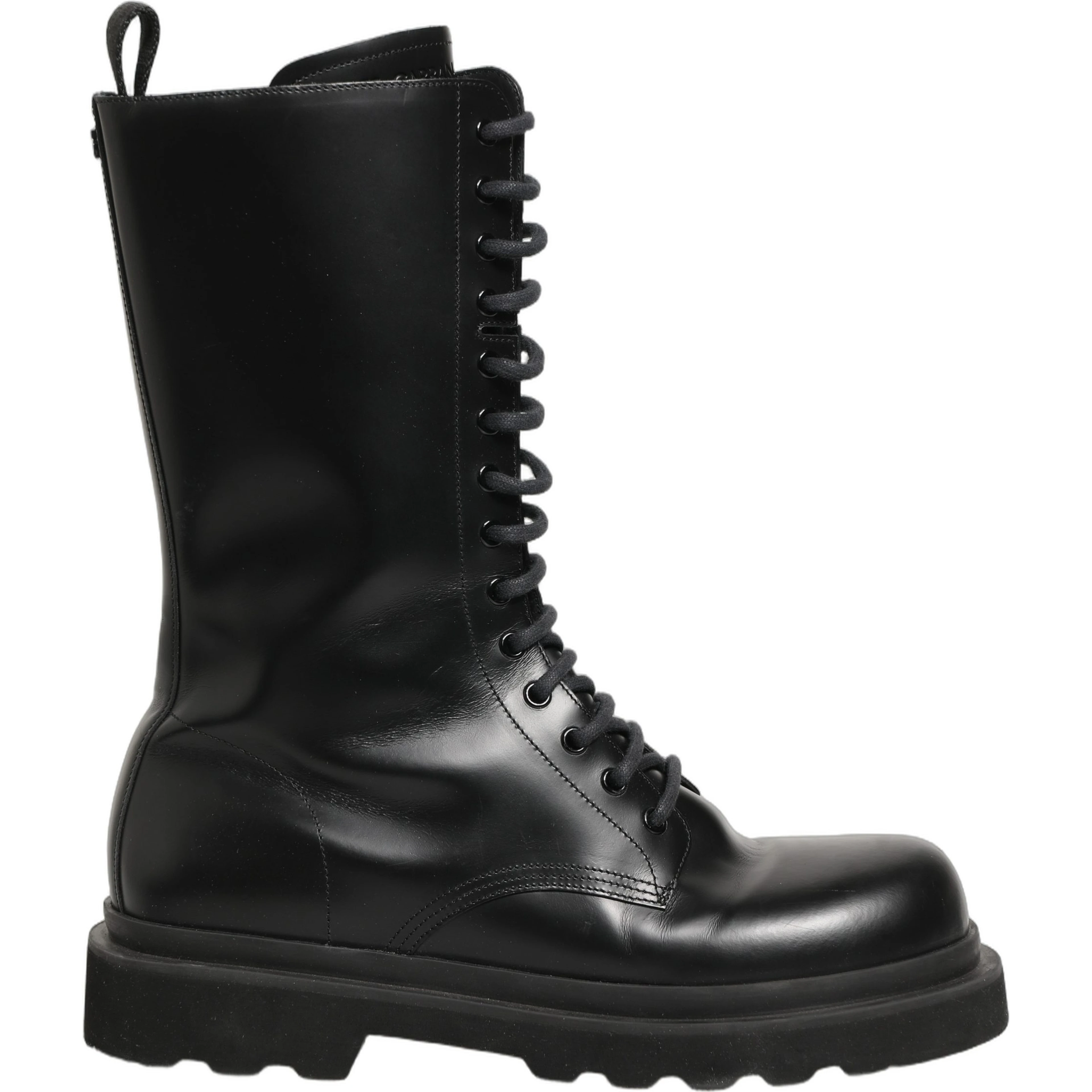 Black Leather Lace Up Men Combat Boots Shoes