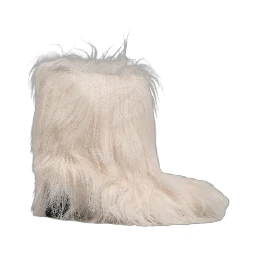 White Faux Fur Mid Calf Men Boots Shoes