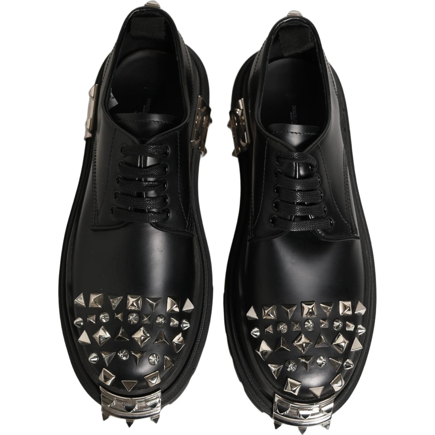 Black Leather Studded Hi-Trekking Derby Shoes