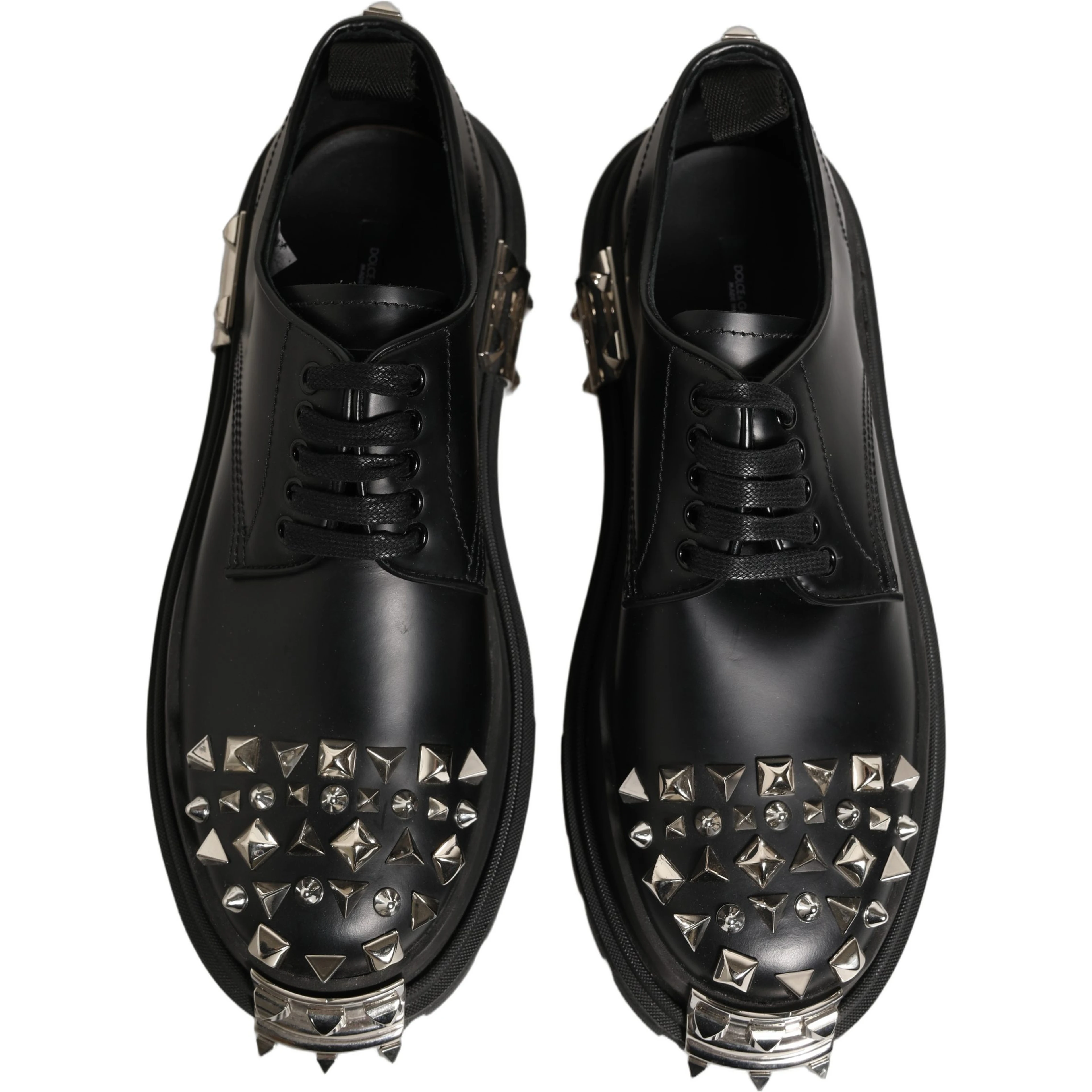 Black Leather Studded Hi-Trekking Derby Shoes
