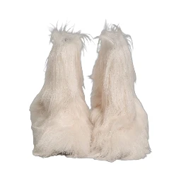 White Faux Fur Mid Calf Men Boots Shoes