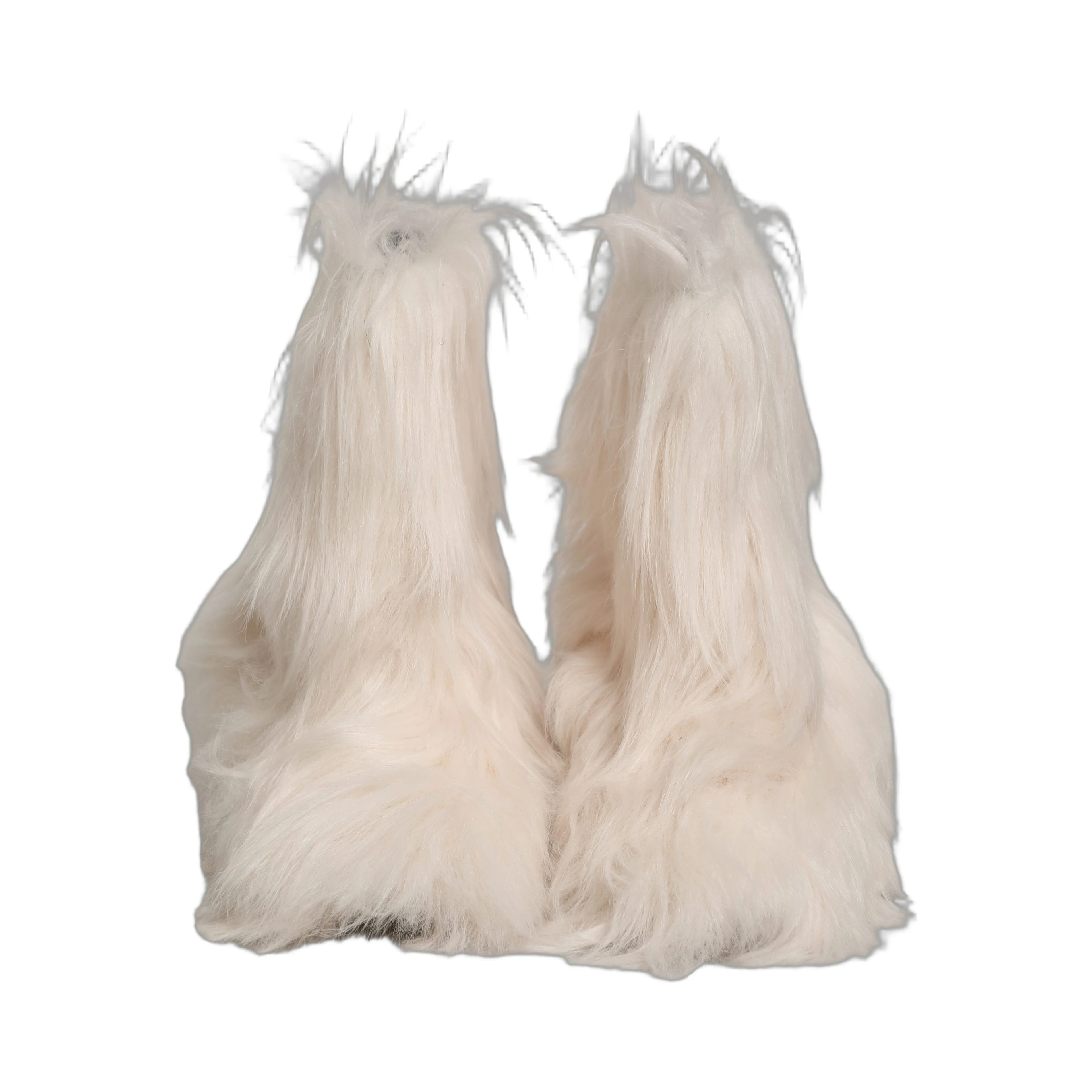 White Faux Fur Mid Calf Men Boots Shoes