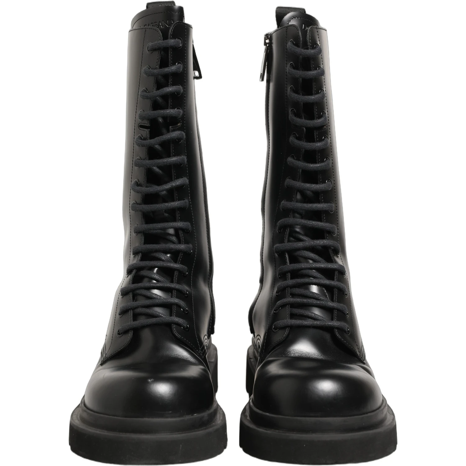 Black Leather Lace Up Men Combat Boots Shoes