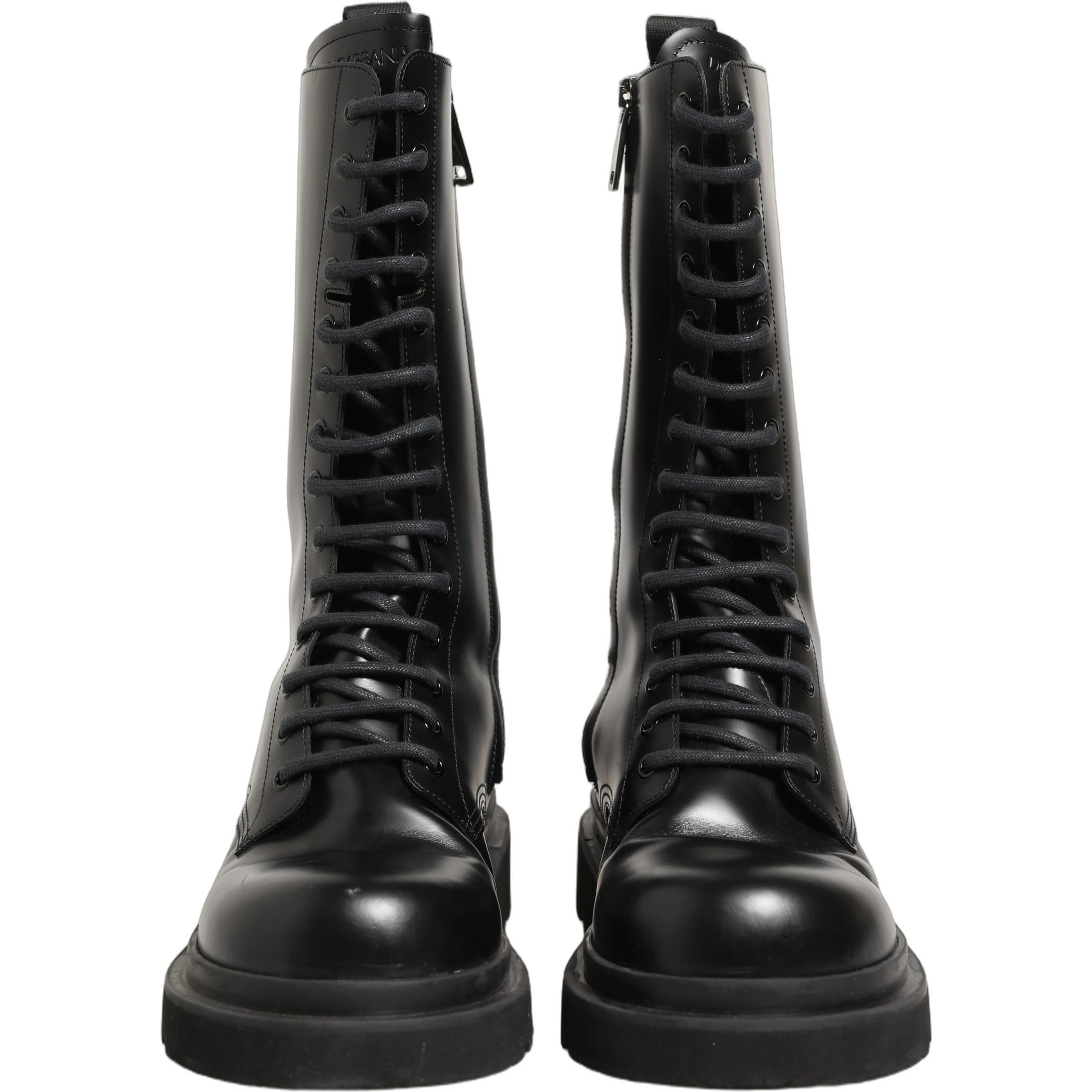 Black Leather Lace Up Men Combat Boots Shoes
