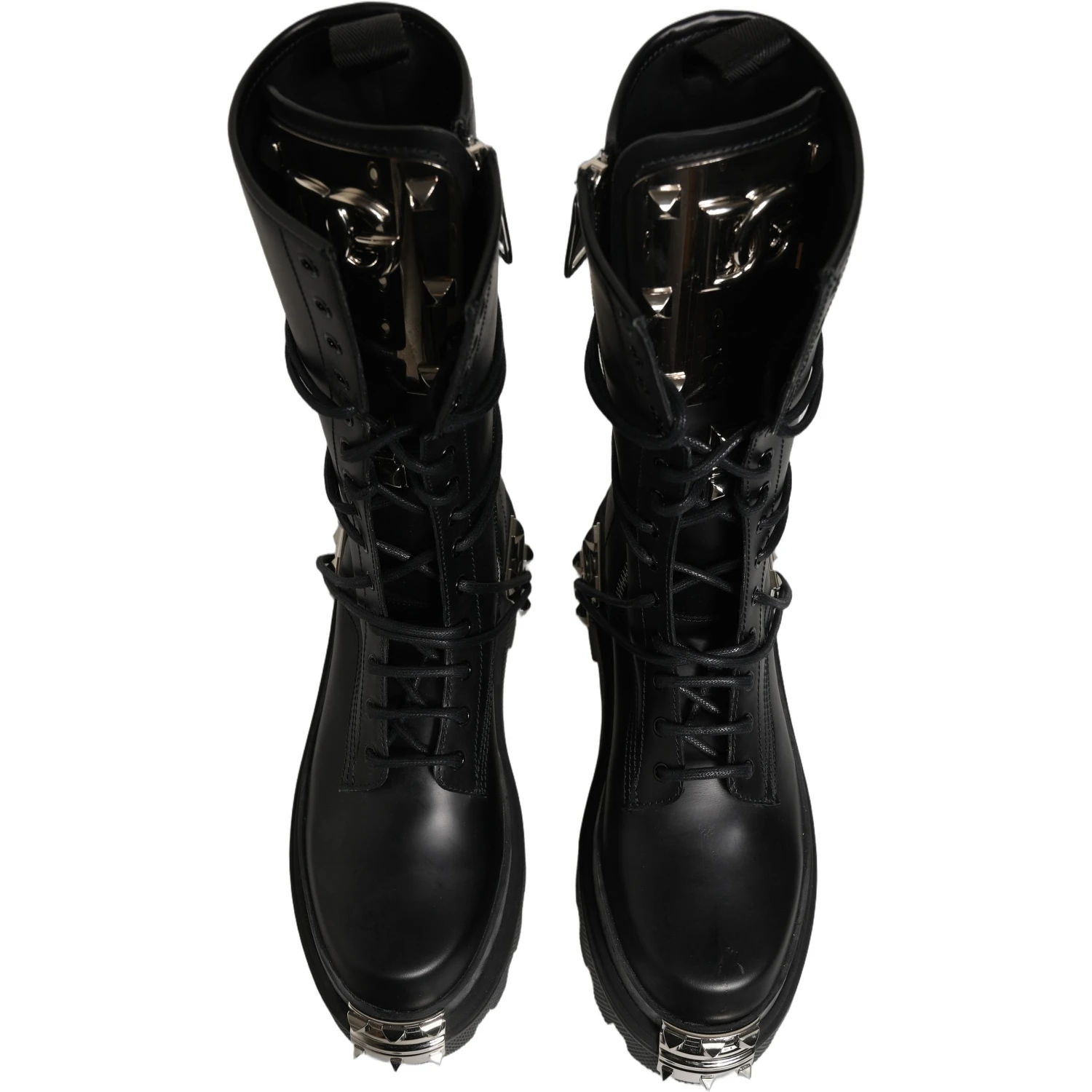 Black Stud Platform Combat High Boots Shoes