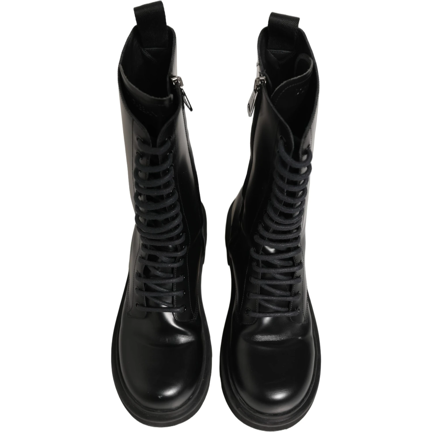 Black Leather Lace Up Men Combat Boots Shoes