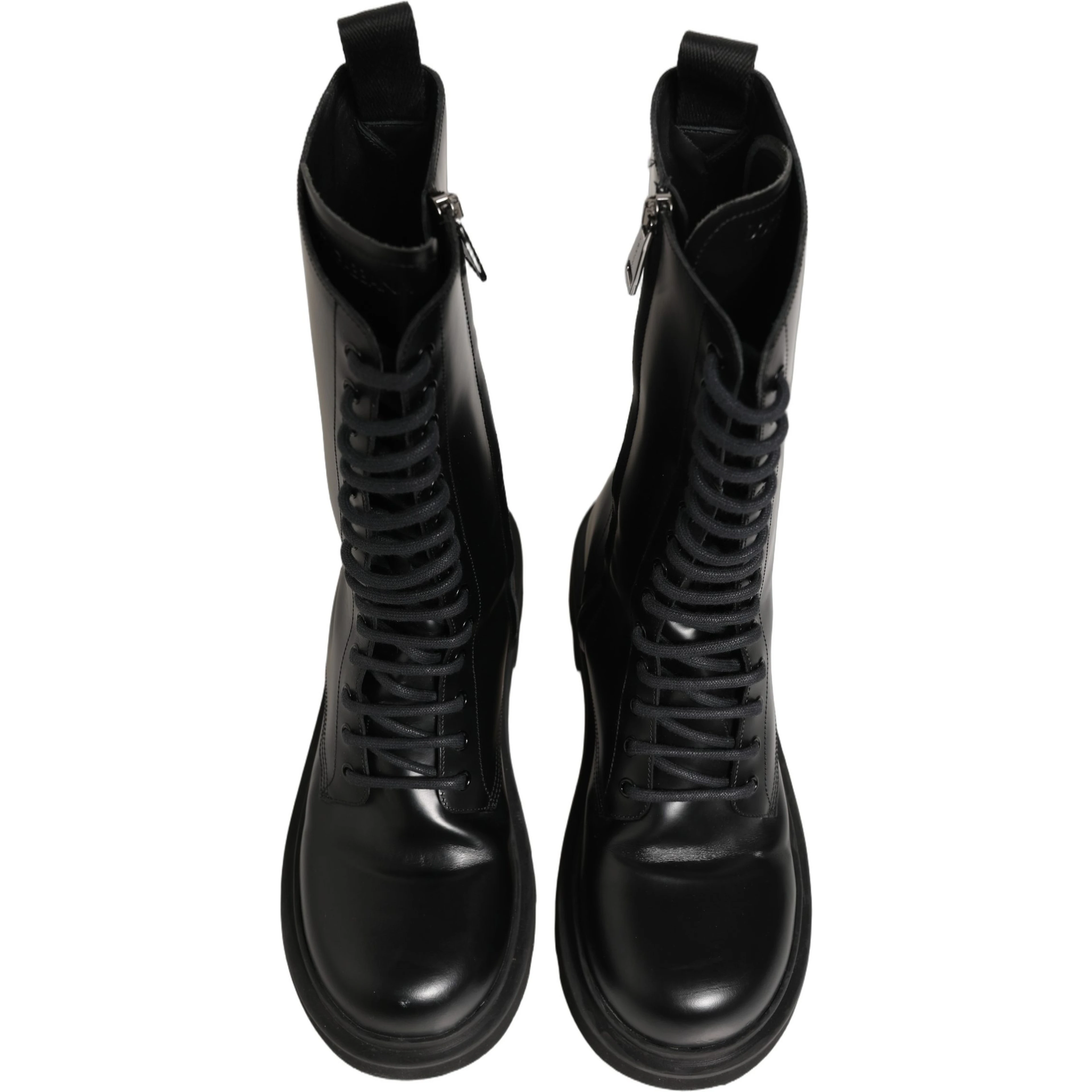 Black Leather Lace Up Men Combat Boots Shoes