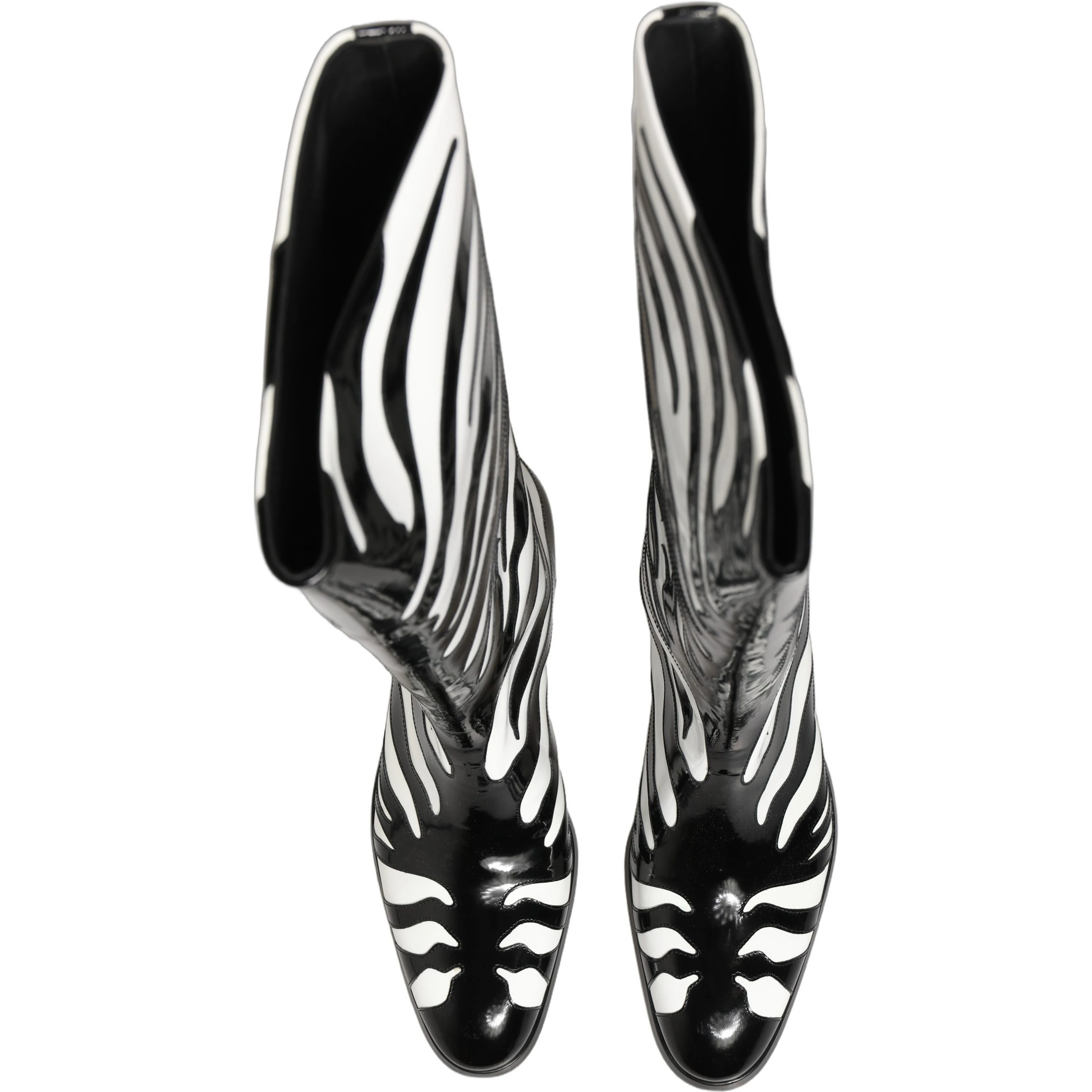 Black White Zebra Knee High Men Boots Shoes