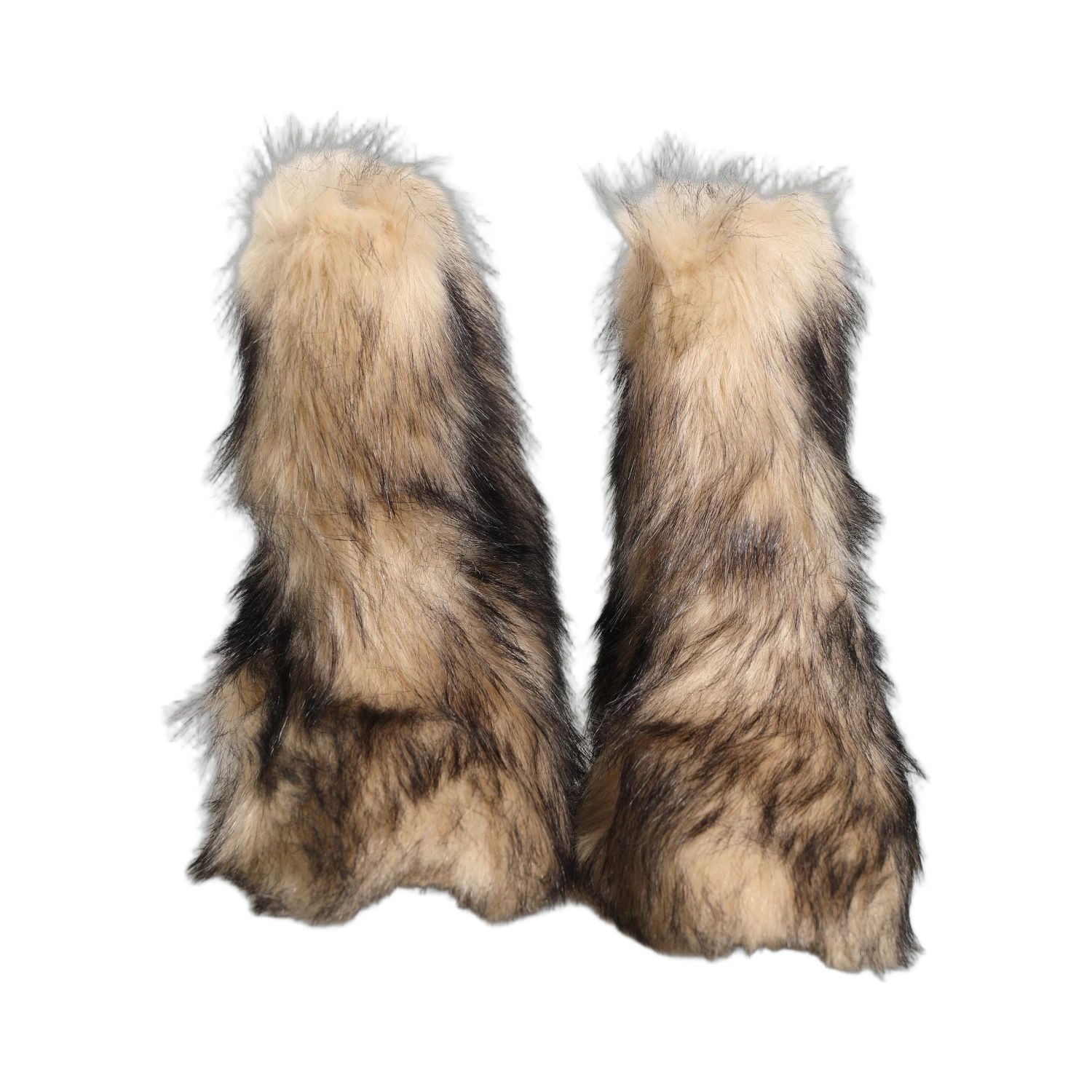 Brown Faux Fur Mid Calf Men Boots Shoes