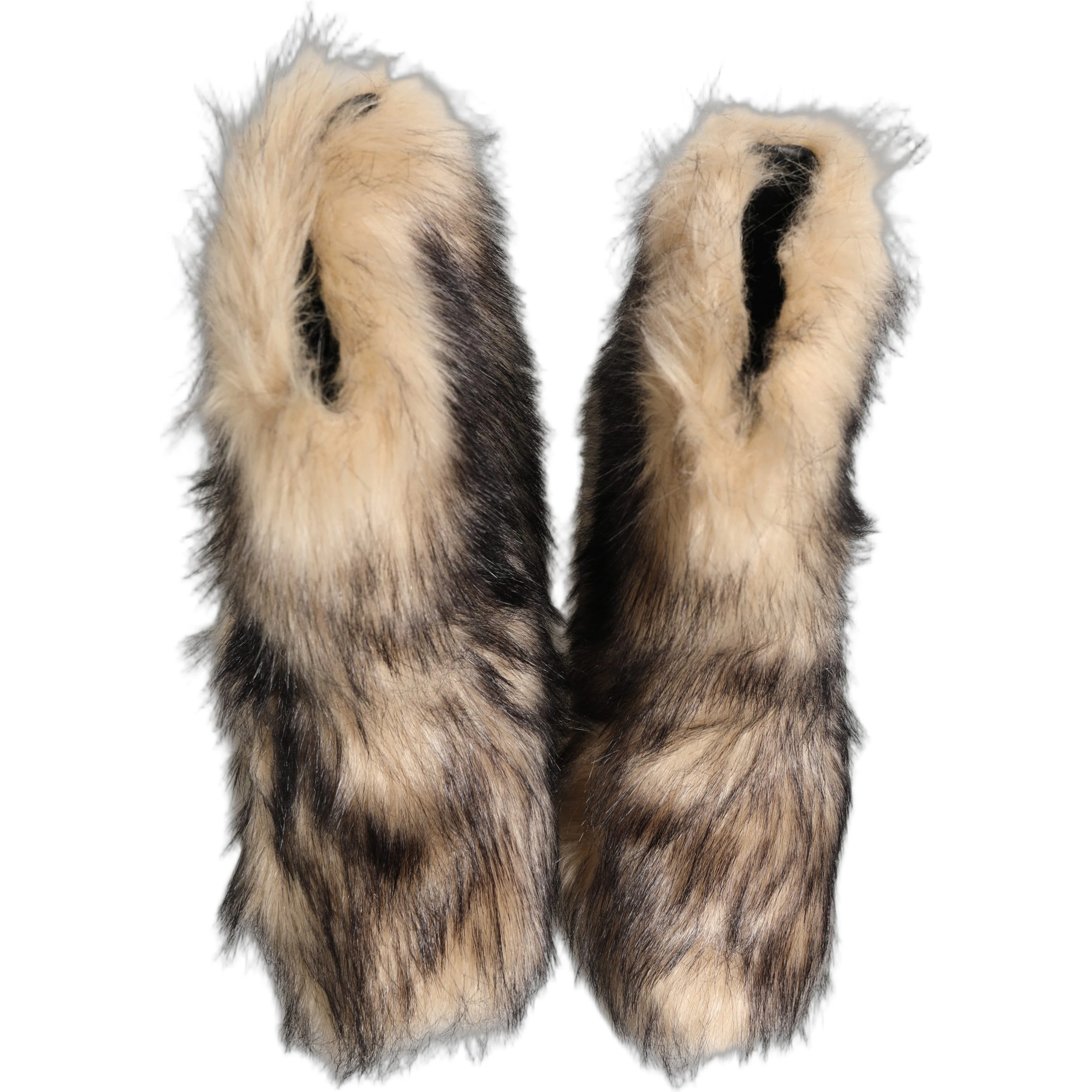 Brown Faux Fur Mid Calf Men Boots Shoes