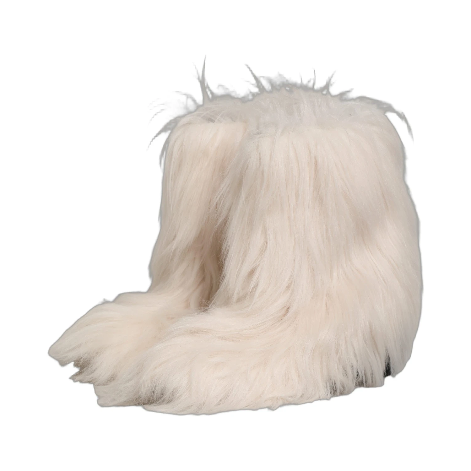White Faux Fur Mid Calf Men Boots Shoes