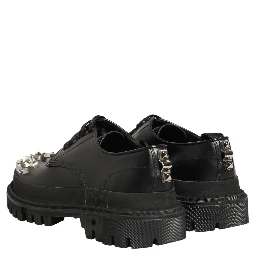 Black Leather Studded Hi-Trekking Derby Shoes