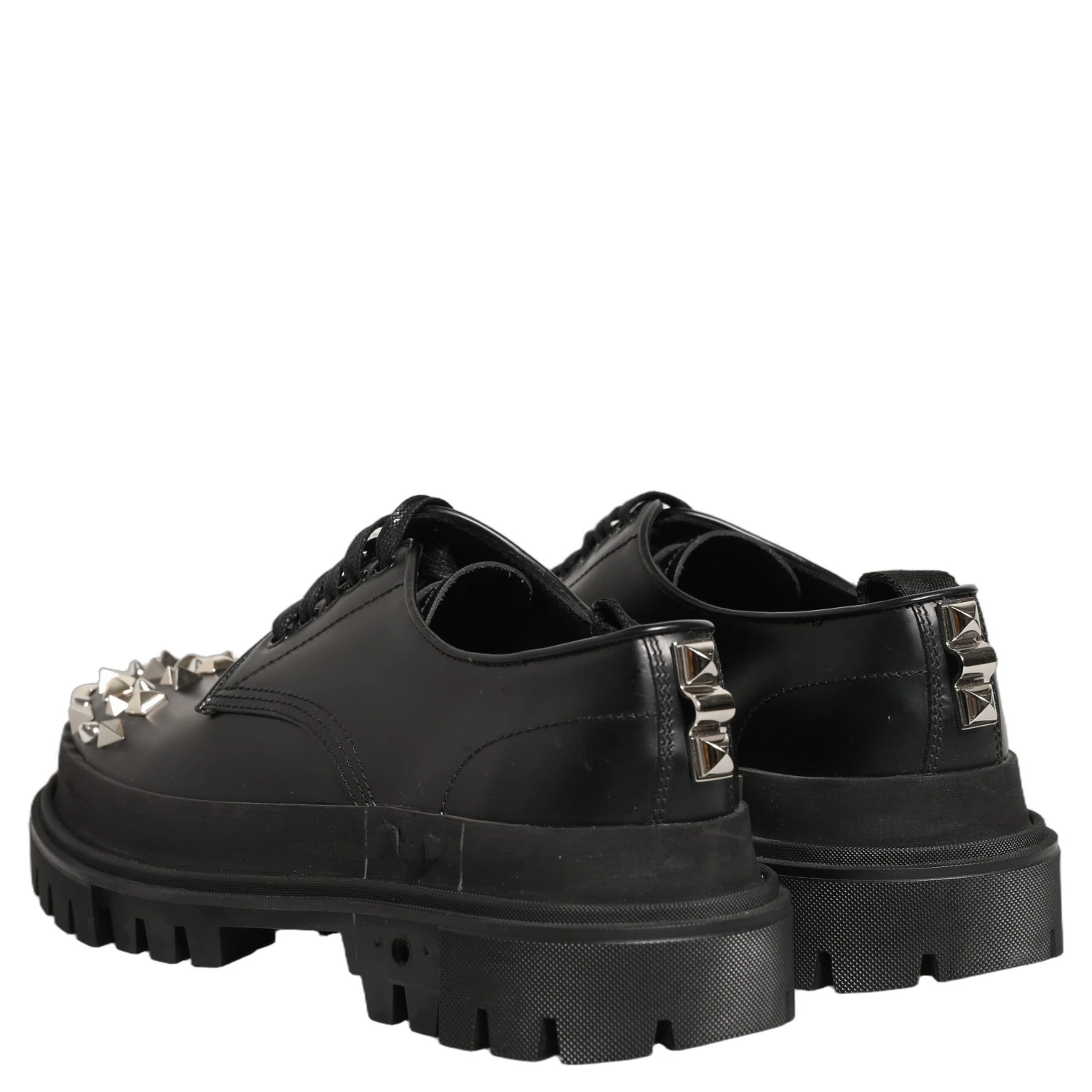 Black Leather Studded Hi-Trekking Derby Shoes