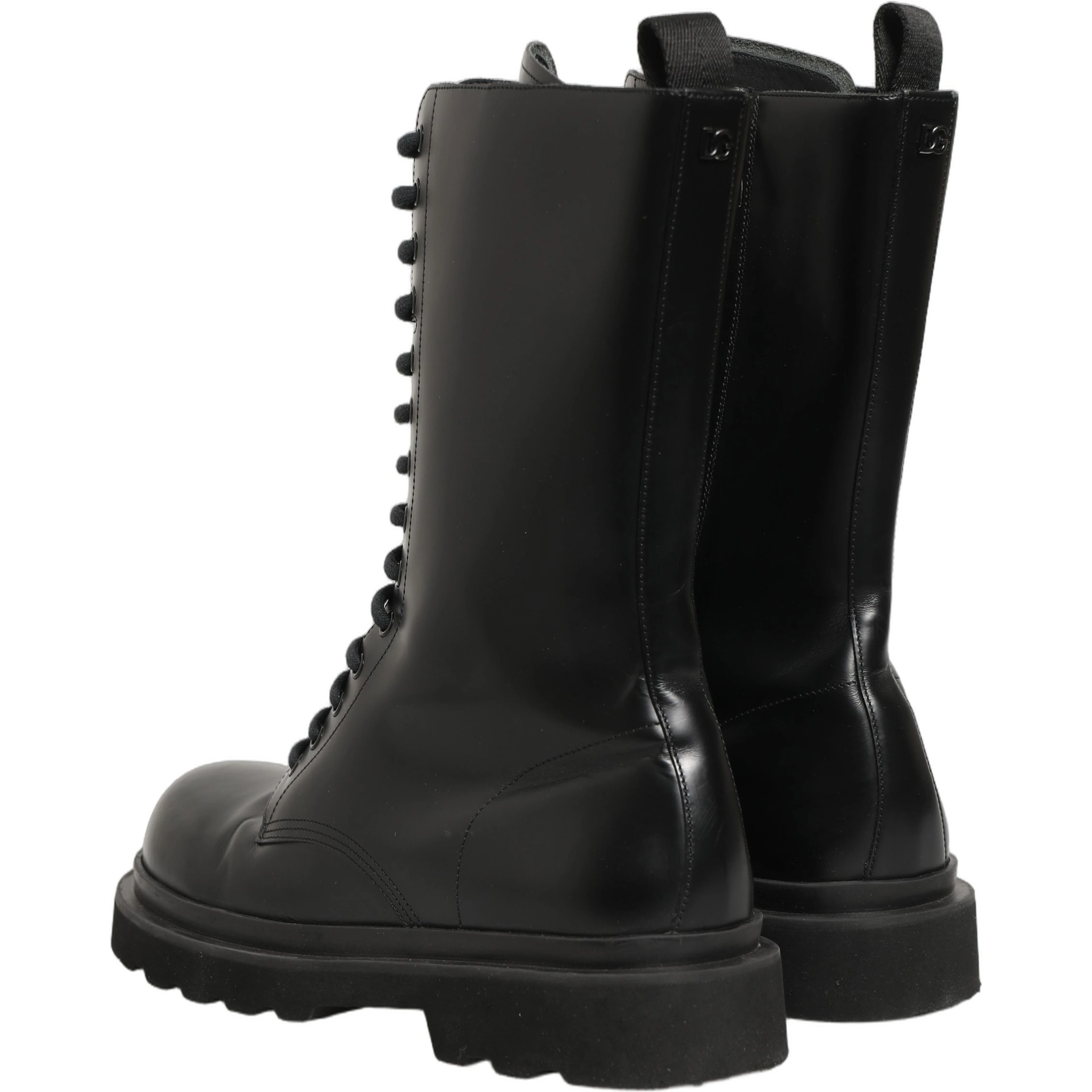 Black Leather Lace Up Men Combat Boots Shoes