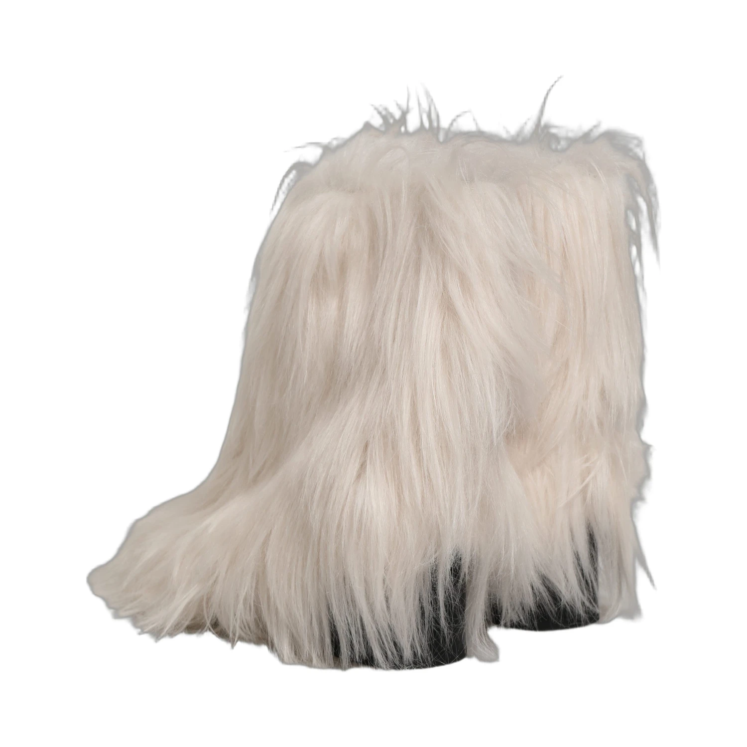 White Faux Fur Mid Calf Men Boots Shoes