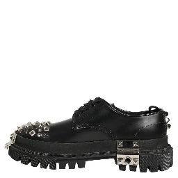 Black Leather Studded Hi-Trekking Derby Shoes