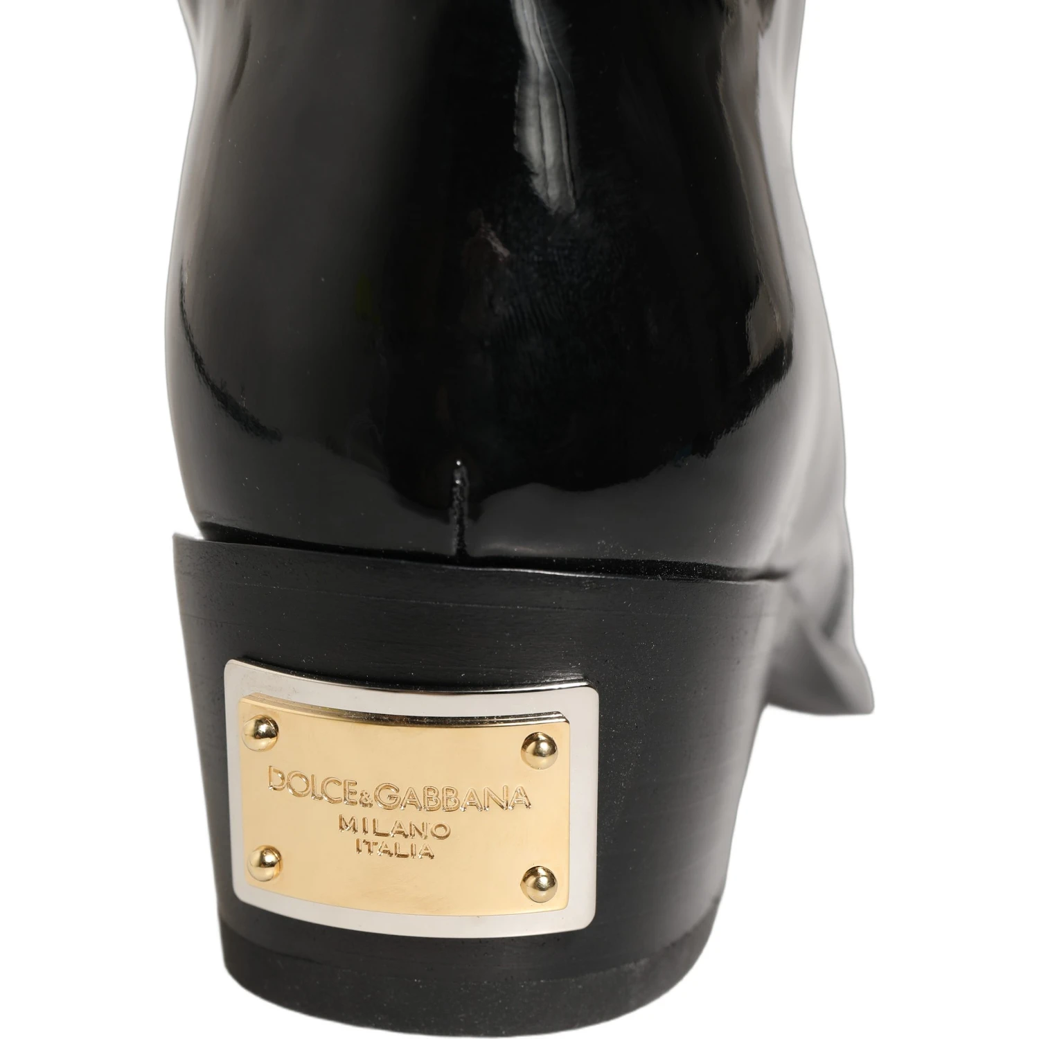 Black Leather Knee High Heels Boots Shoes