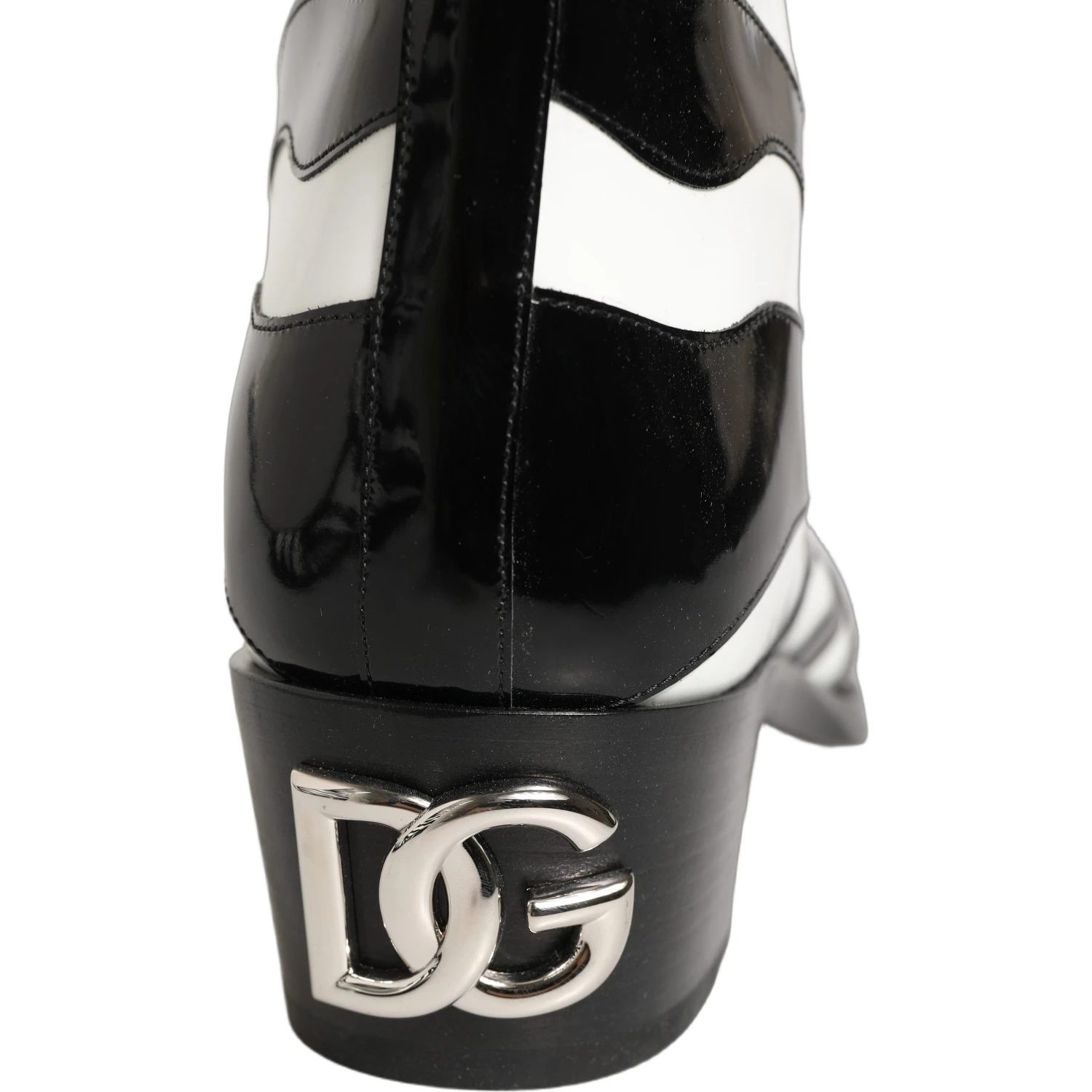 Black White Zebra Knee High Men Boots Shoes