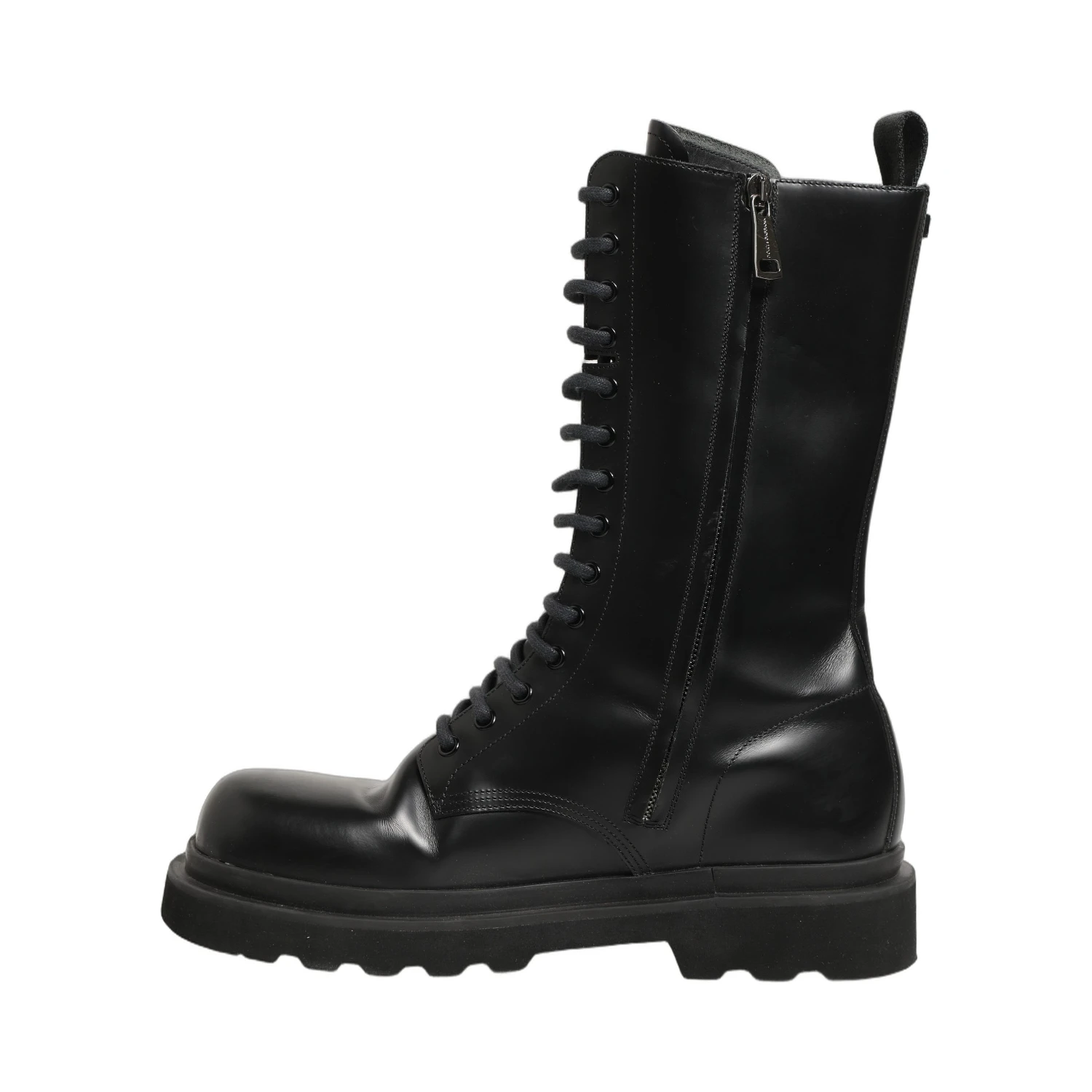 Black Leather Lace Up Men Combat Boots Shoes
