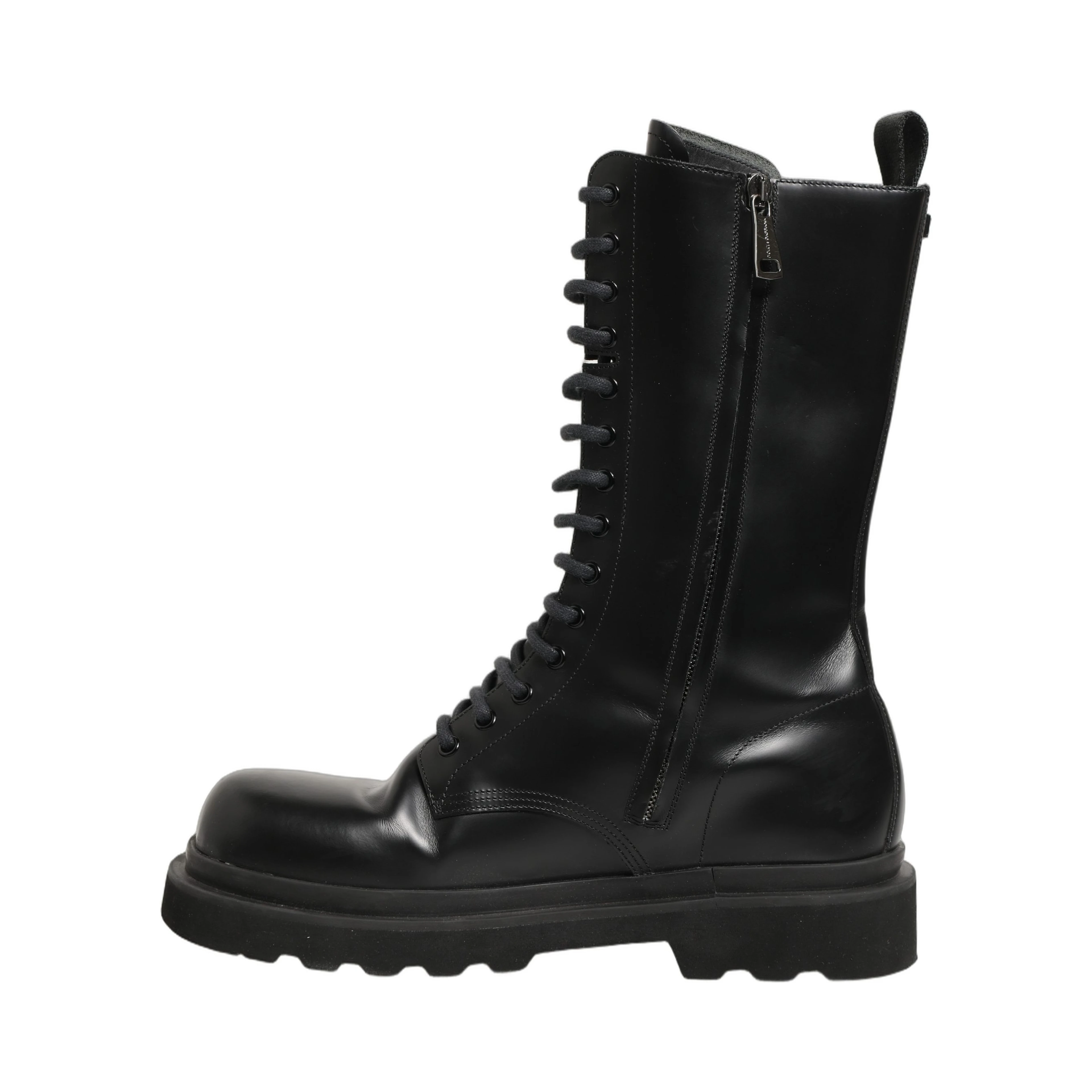 Black Leather Lace Up Men Combat Boots Shoes