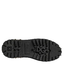 Black Leather Studded Hi-Trekking Derby Shoes