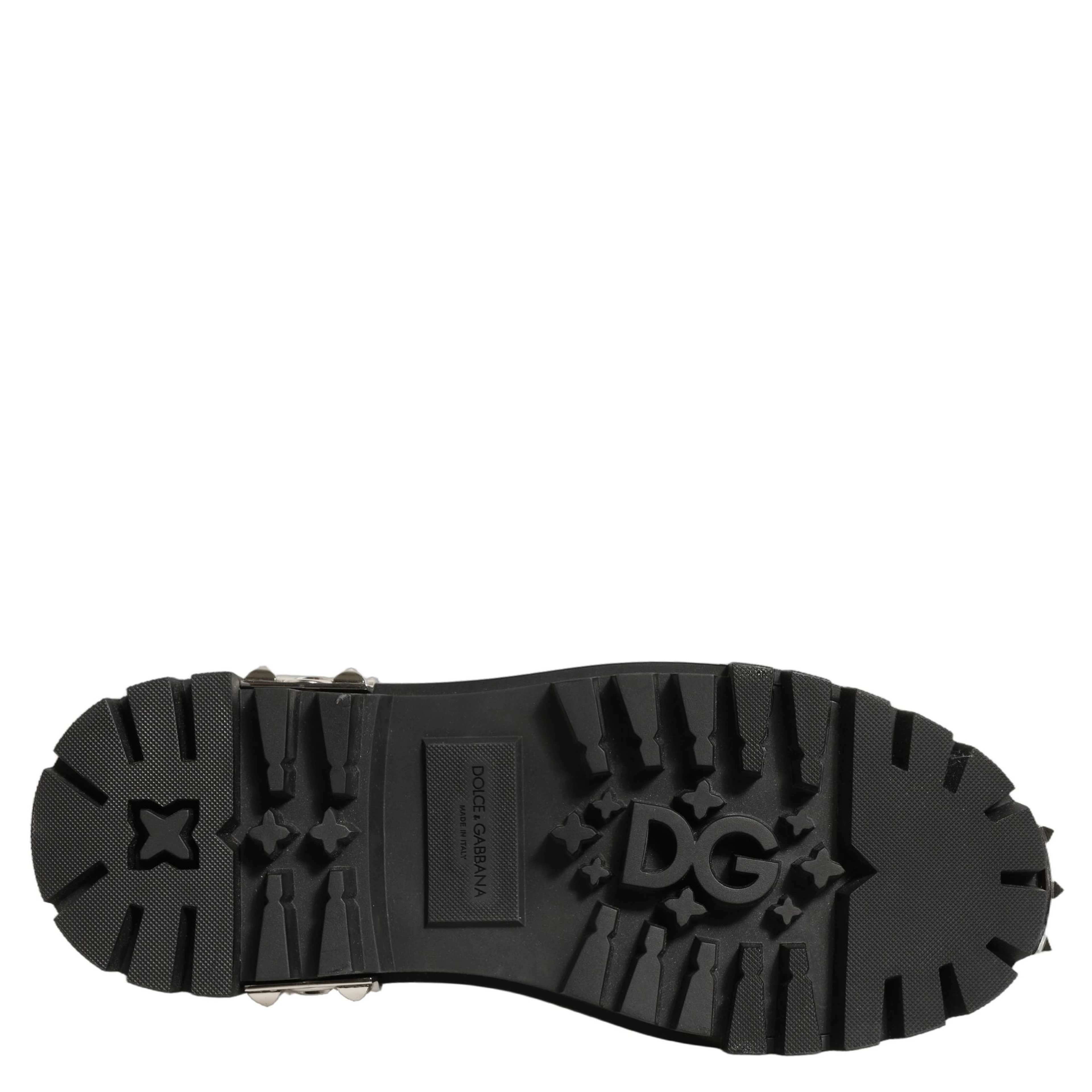 Black Leather Studded Hi-Trekking Derby Shoes