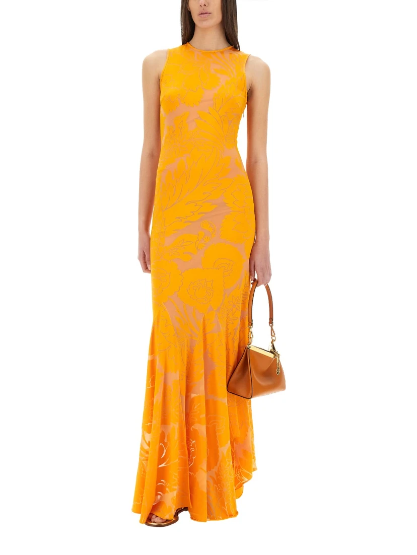 DÉVORÉ STRETCH JERSEY DRESS WITH CUT-OUT