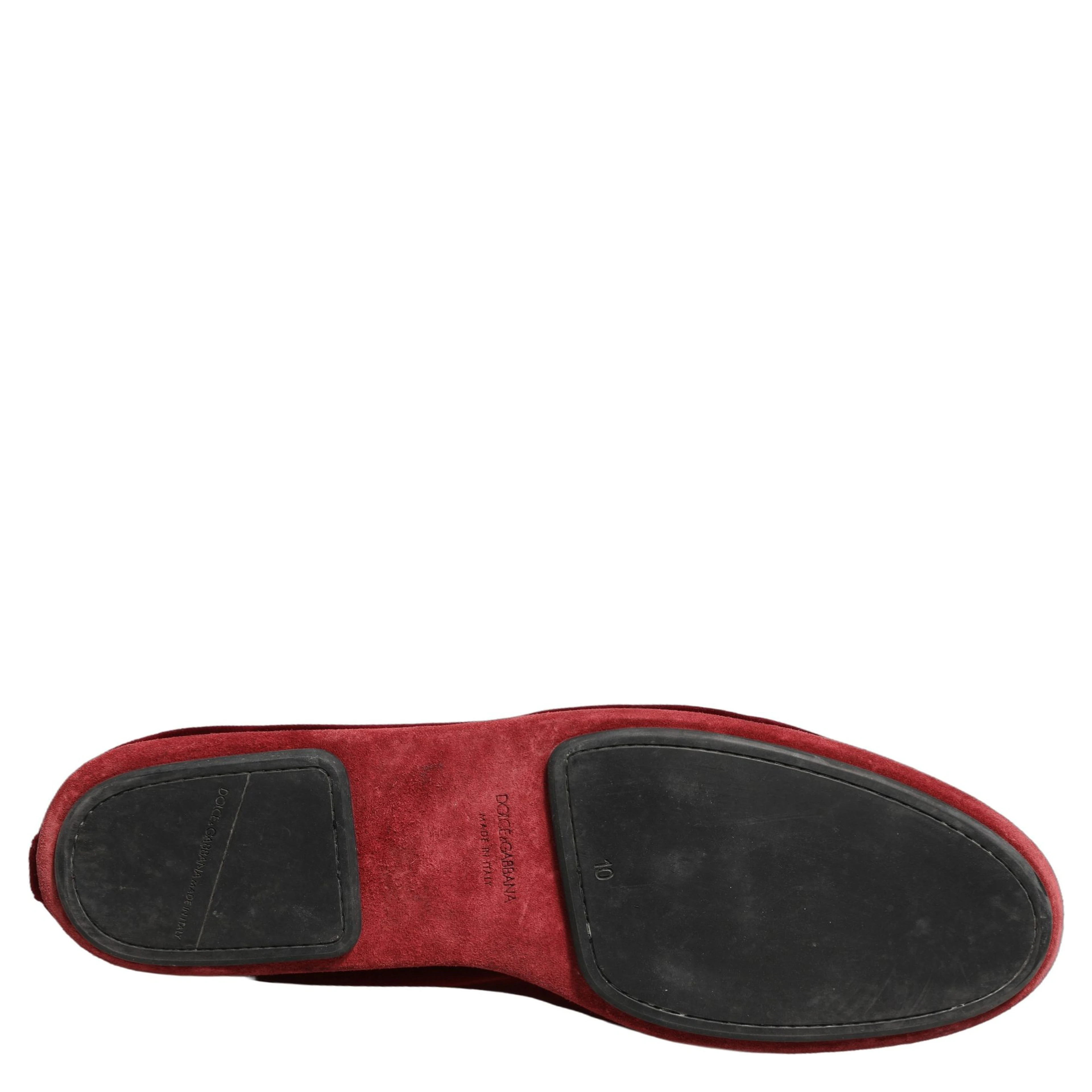 Maroon Velvet Crown Embroidery Loafers Shoes