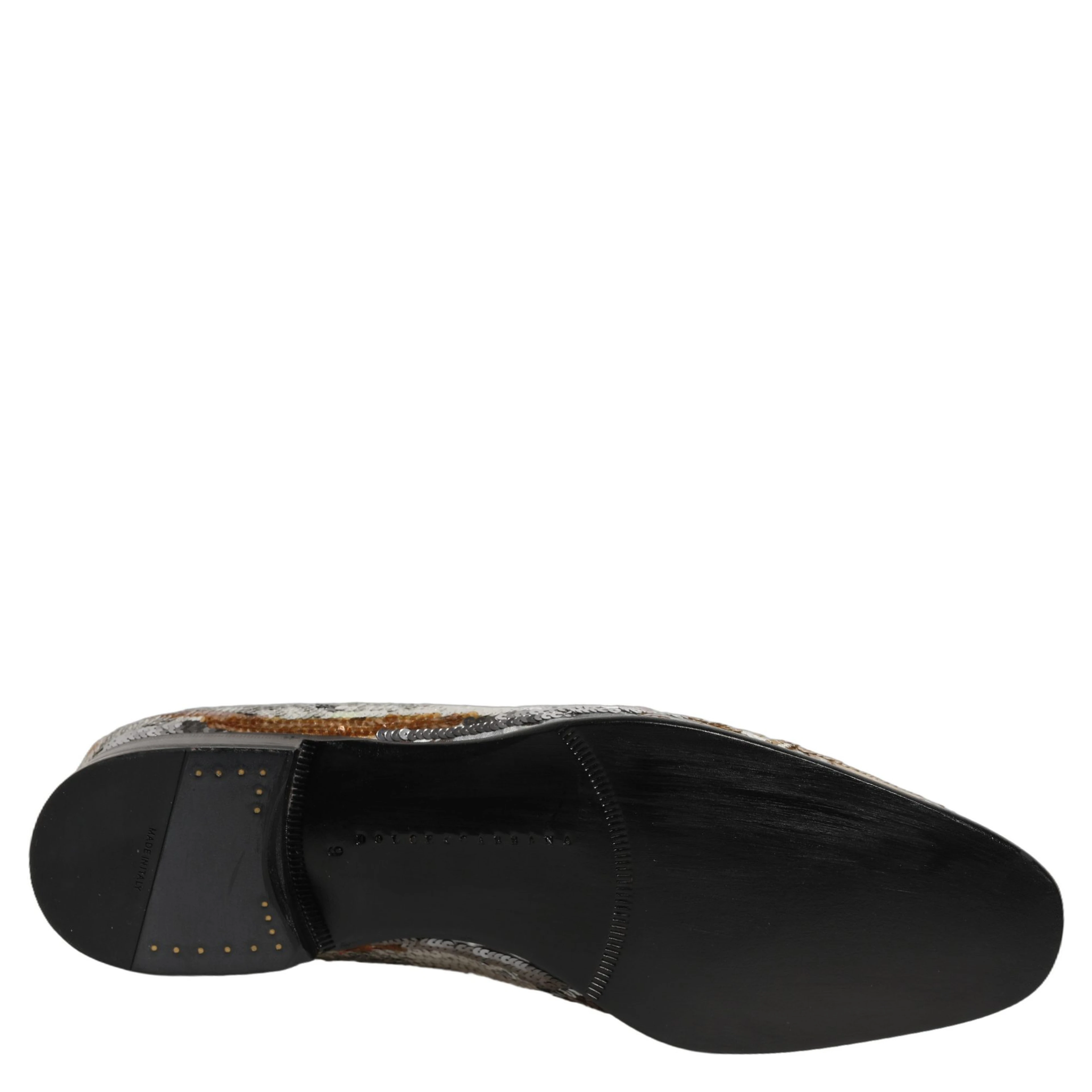 White Gold Sequined Slip On Loafers Shoes