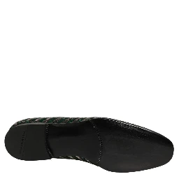 Silver Green Embellished Dress Loafers Shoes