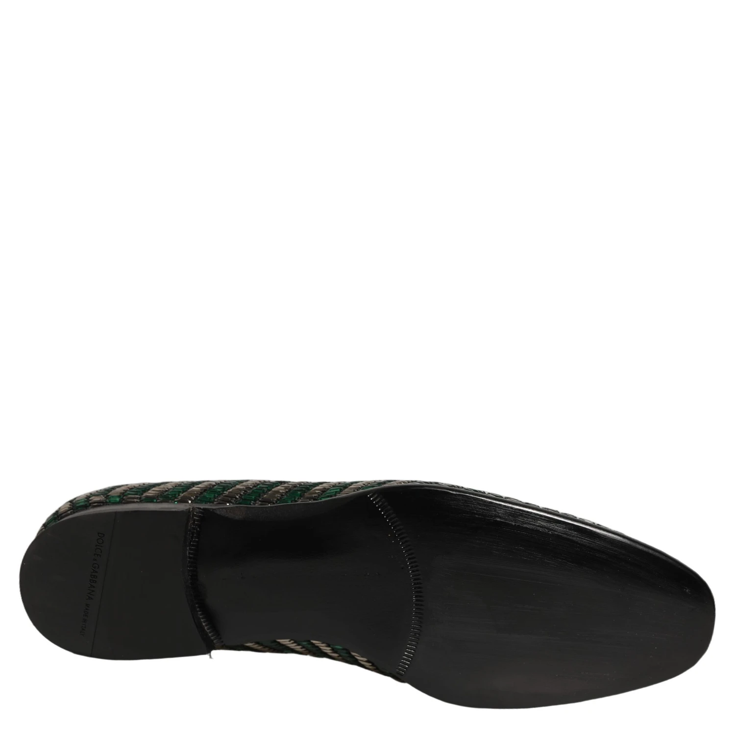 Silver Green Embellished Dress Loafers Shoes