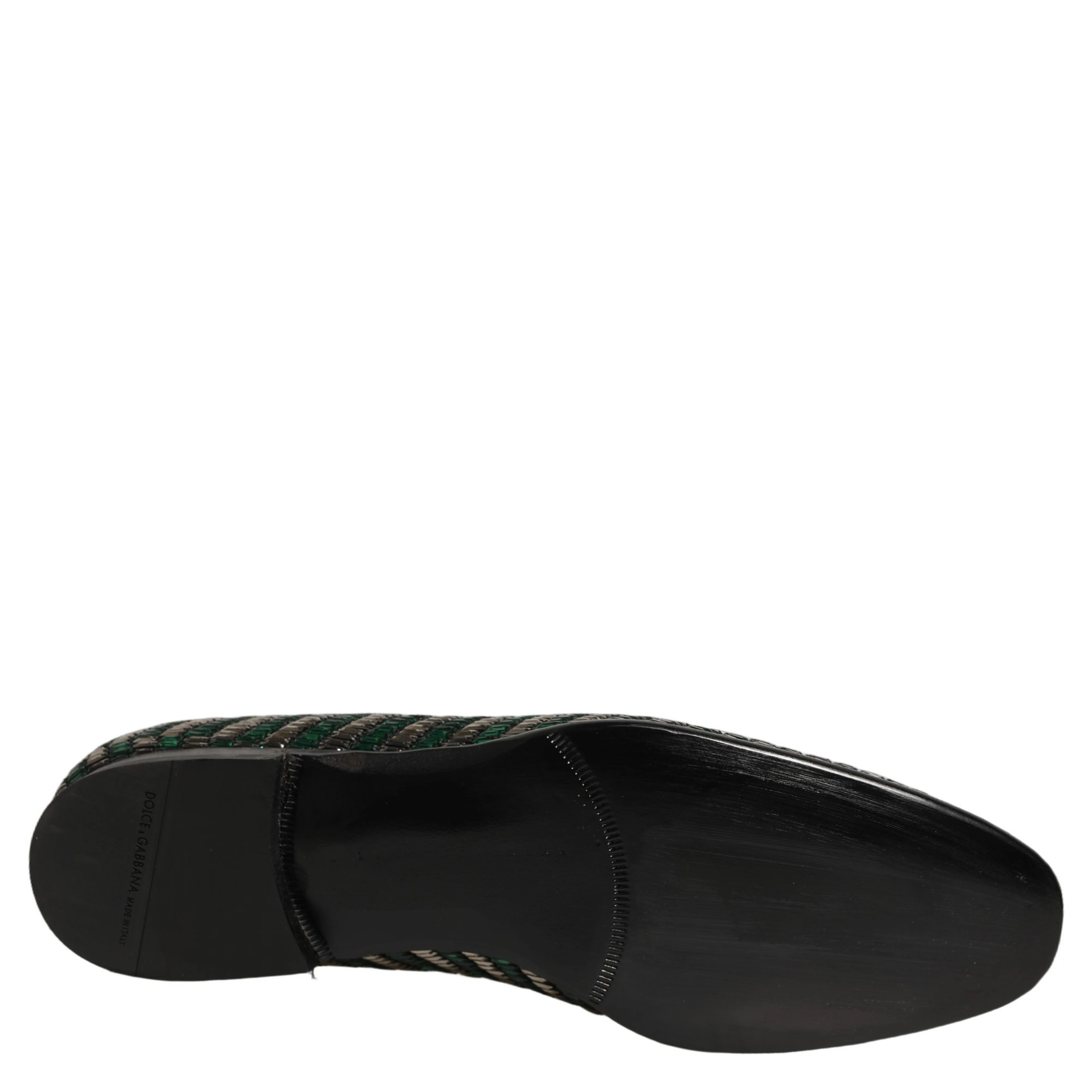 Silver Green Embellished Dress Loafers Shoes