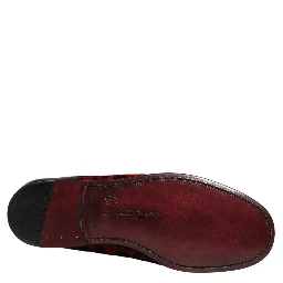 Red Leopard Print Pony Hair Dress Loafers Shoes